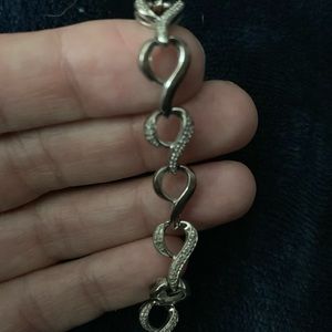 Solid Sterling silver bracelet with diamond accent